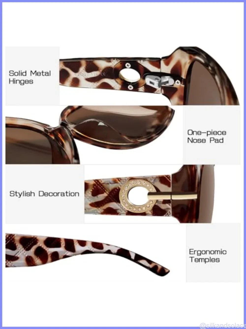 Oversized Rectangle Polarized Sunglasses UV400 Protection Retro Wrap Around